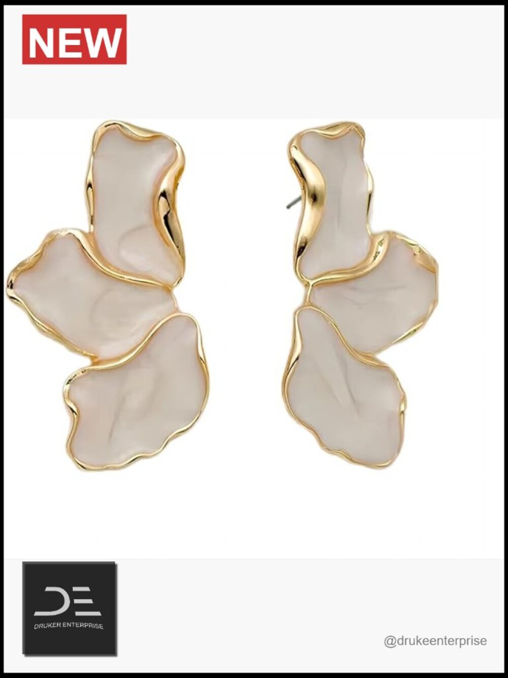 Stainless Steel Irregular Petal Flower Dangle Drop Earrings for Women Unique